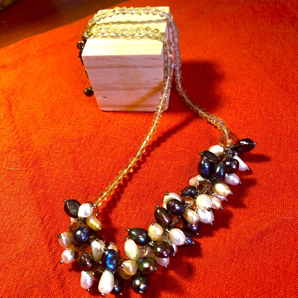 Crystals and Pearl necklace